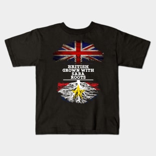 British Grown With Saba Roots - Gift for Saba With Roots From Saba Kids T-Shirt